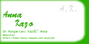 anna kazo business card